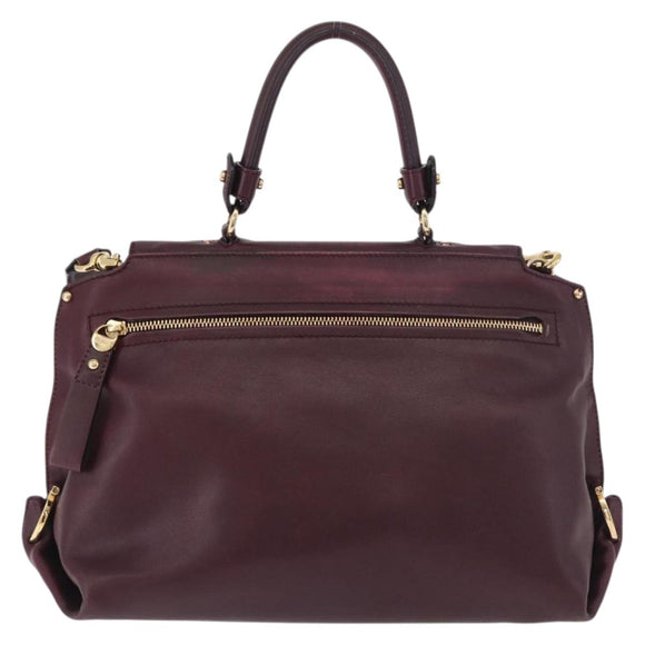 Salvatore Ferragamo Sofia Gancini Hand Bag Leather 2way Purple Gold Auth 184543