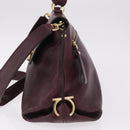 Salvatore Ferragamo Sofia Gancini Hand Bag Leather 2way Purple Gold Auth 184543-5
