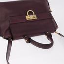 Salvatore Ferragamo Sofia Gancini Hand Bag Leather 2way Purple Gold Auth 184543-7