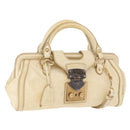 Miu Miu Hand Bag Leather 2way Ivory Gold Auth 184544A-1