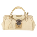 Miu Miu Hand Bag Leather 2way Ivory Gold Auth 184544A-13