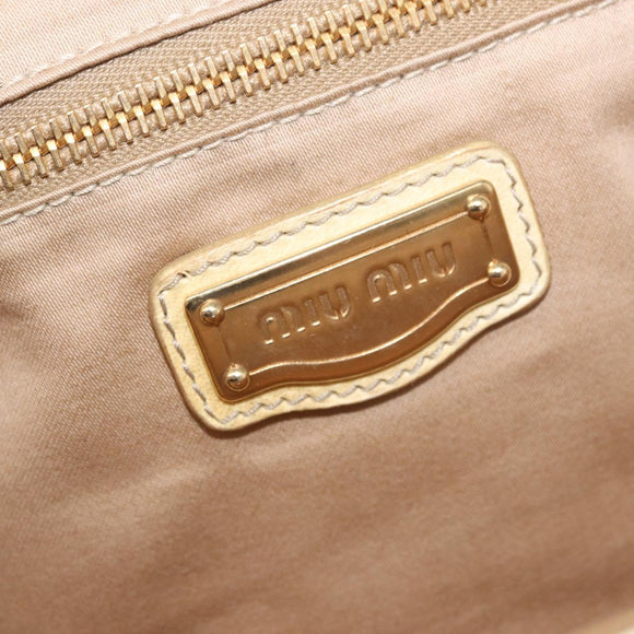 Miu Miu Hand Bag Leather 2way Ivory Gold Auth 184544A