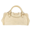 Miu Miu Hand Bag Leather 2way Ivory Gold Auth 184544A-2