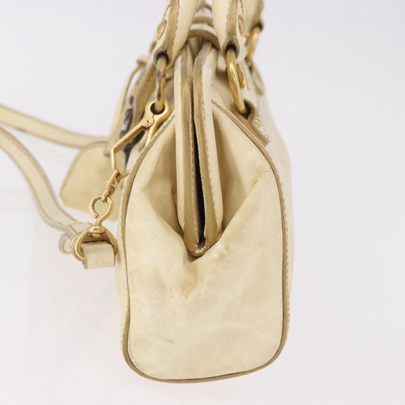 Miu Miu Hand Bag Leather 2way Ivory Gold Auth 184544A
