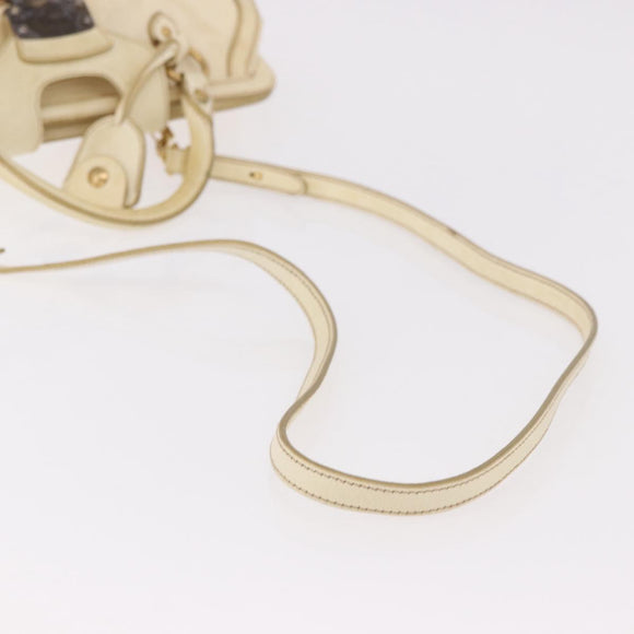 Miu Miu Hand Bag Leather 2way Ivory Gold Auth 184544A