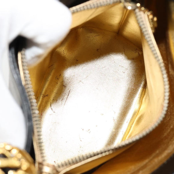 Salvatore Ferragamo Shoulder Bag Leather Black Gold Auth 184545