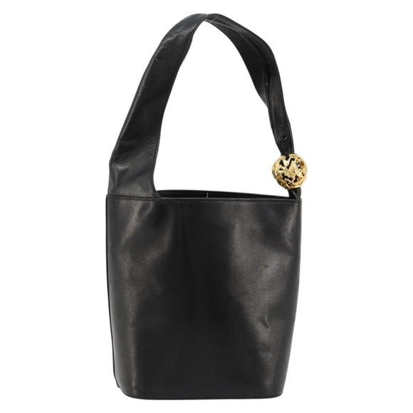 Salvatore Ferragamo Shoulder Bag Leather Black Gold Auth 184545
