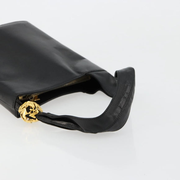 Salvatore Ferragamo Shoulder Bag Leather Black Gold Auth 184545