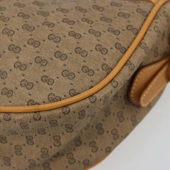 GUCCI Micro GG Supreme Web Sherry Line Shoulder Bag PVC Beige Gold Auth 184546