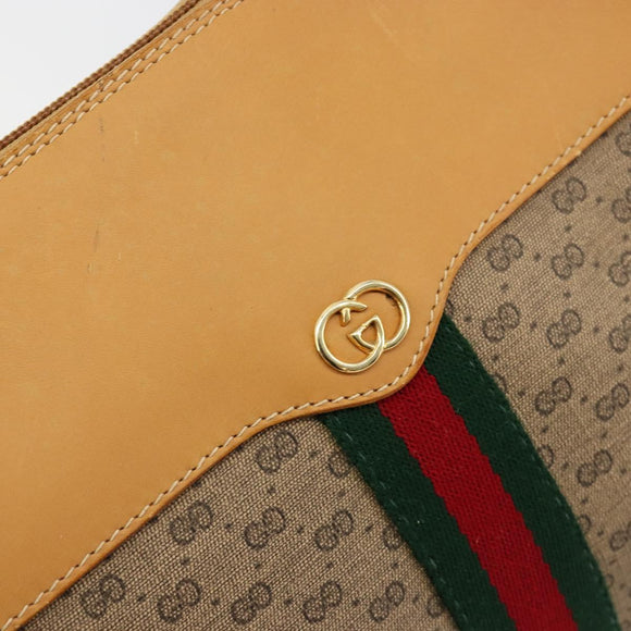 GUCCI Micro GG Supreme Web Sherry Line Shoulder Bag PVC Beige Gold Auth 184546