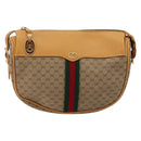 GUCCI Micro GG Supreme Web Sherry Line Shoulder Bag PVC Beige Gold Auth 184546-2