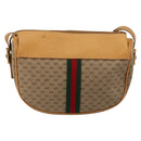 GUCCI Micro GG Supreme Web Sherry Line Shoulder Bag PVC Beige Gold Auth 184546-3