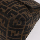 FENDI Zucca Canvas Mamma Baguette Shoulder Bag Black Brown Auth 184547SAV-16