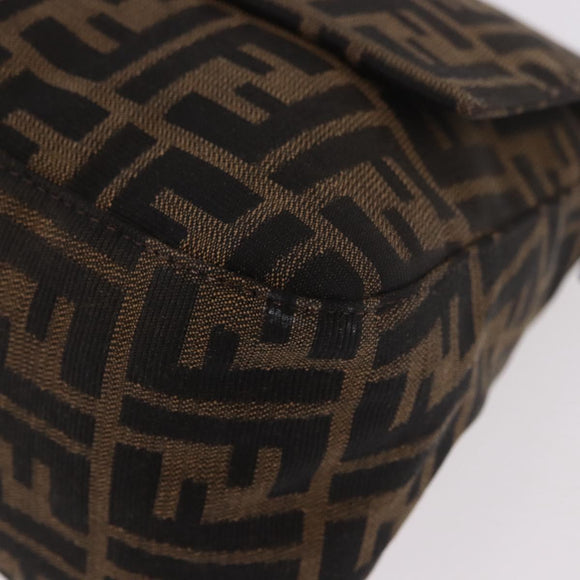 FENDI Zucca Canvas Mamma Baguette Shoulder Bag Black Brown Auth 184547SAV