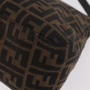 FENDI Zucca Canvas Mamma Baguette Shoulder Bag Black Brown Auth 184547SAV-18