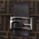 FENDI Zucca Canvas Mamma Baguette Shoulder Bag Black Brown Auth 184547SAV-19