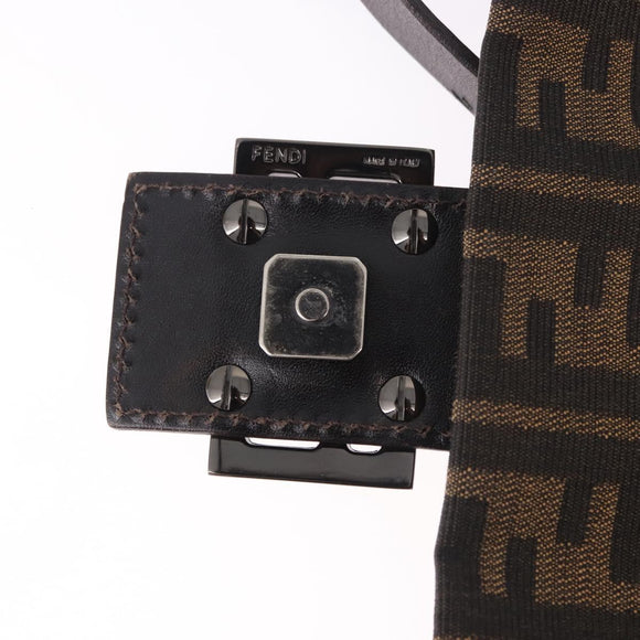 FENDI Zucca Canvas Mamma Baguette Shoulder Bag Black Brown Auth 184547SAV