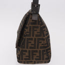 FENDI Zucca Canvas Mamma Baguette Shoulder Bag Black Brown Auth 184547SAV-3