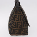 FENDI Zucca Canvas Mamma Baguette Shoulder Bag Black Brown Auth 184547SAV-4