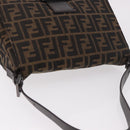 FENDI Zucca Canvas Mamma Baguette Shoulder Bag Black Brown Auth 184547SAV-6