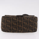 FENDI Zucca Canvas Mamma Baguette Shoulder Bag Black Brown Auth 184547SAV-5