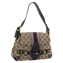 GUCCI GG Canvas Sherry Line Horsebit Shoulder Bag Beige Gold 129699 Auth 184548A-1
