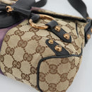 GUCCI GG Canvas Sherry Line Horsebit Shoulder Bag Beige Gold 129699 Auth 184548A-9