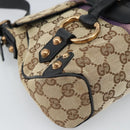 GUCCI GG Canvas Sherry Line Horsebit Shoulder Bag Beige Gold 129699 Auth 184548A-14