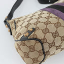 GUCCI GG Canvas Sherry Line Horsebit Shoulder Bag Beige Gold 129699 Auth 184548A-16