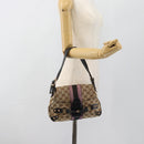 GUCCI GG Canvas Sherry Line Horsebit Shoulder Bag Beige Gold 129699 Auth 184548A-21