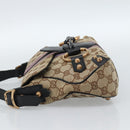 GUCCI GG Canvas Sherry Line Horsebit Shoulder Bag Beige Gold 129699 Auth 184548A-3