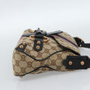 GUCCI GG Canvas Sherry Line Horsebit Shoulder Bag Beige Gold 129699 Auth 184548A-4