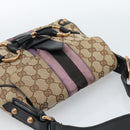 GUCCI GG Canvas Sherry Line Horsebit Shoulder Bag Beige Gold 129699 Auth 184548A-6