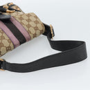 GUCCI GG Canvas Sherry Line Horsebit Shoulder Bag Beige Gold 129699 Auth 184548A-7