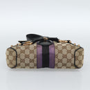 GUCCI GG Canvas Sherry Line Horsebit Shoulder Bag Beige Gold 129699 Auth 184548A-5