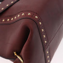 Salvatore Ferragamo Gancini Handtas Leer 2-weg Bordeaux Goud Auth 184549-9
