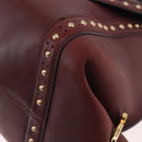 Salvatore Ferragamo Gancini Handtas Leer 2-weg Bordeaux Goud Auth 184549-16
