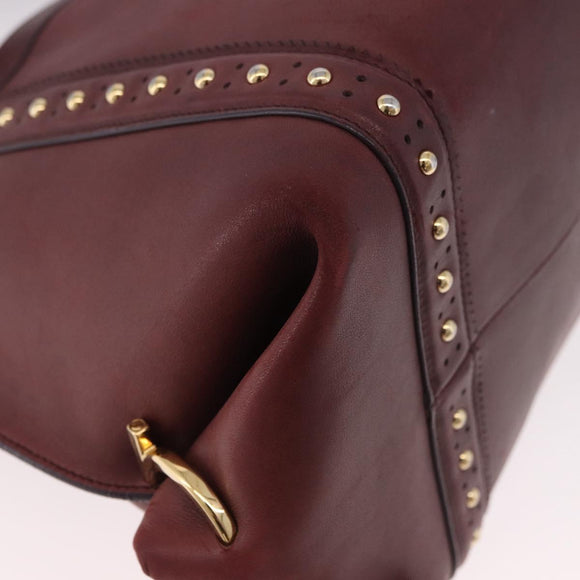 Salvatore Ferragamo Gancini Handtas Leer 2-weg Bordeaux Goud Auth 184549