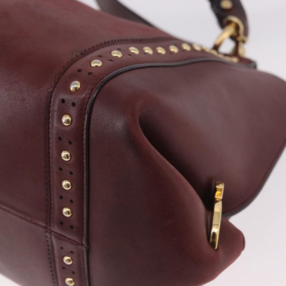 Salvatore Ferragamo Gancini Handtas Leer 2-weg Bordeaux Goud Auth 184549