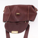 Salvatore Ferragamo Gancini Handtas Leer 2-weg Bordeaux Goud Auth 184549-10