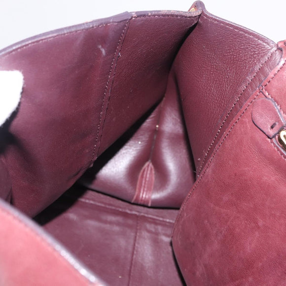 Salvatore Ferragamo Gancini Handtas Leer 2-weg Bordeaux Goud Auth 184549