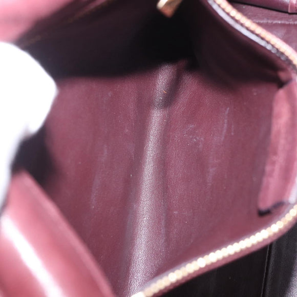 Salvatore Ferragamo Gancini Handtas Leer 2-weg Bordeaux Goud Auth 184549