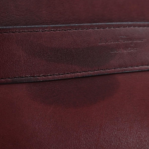 Salvatore Ferragamo Gancini Handtas Leer 2-weg Bordeaux Goud Auth 184549