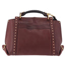Salvatore Ferragamo Gancini Handtas Leer 2-weg Bordeaux Goud Auth 184549-2