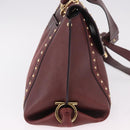 Salvatore Ferragamo Gancini Handtas Leer 2-weg Bordeaux Goud Auth 184549-4