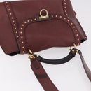 Salvatore Ferragamo Gancini Handtas Leer 2-weg Bordeaux Goud Auth 184549-6