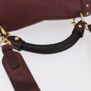 Salvatore Ferragamo Gancini Handtas Leer 2-weg Bordeaux Goud Auth 184549-7