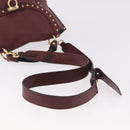 Salvatore Ferragamo Gancini Handtas Leer 2-weg Bordeaux Goud Auth 184549-8