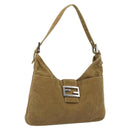 FENDI Mamma Baguette Schultertasche Kord Braun Silber Auth 184550V-1
