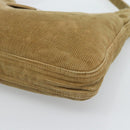 FENDI Mamma Baguette Schultertasche Kord Braun Silber Auth 184550V-10